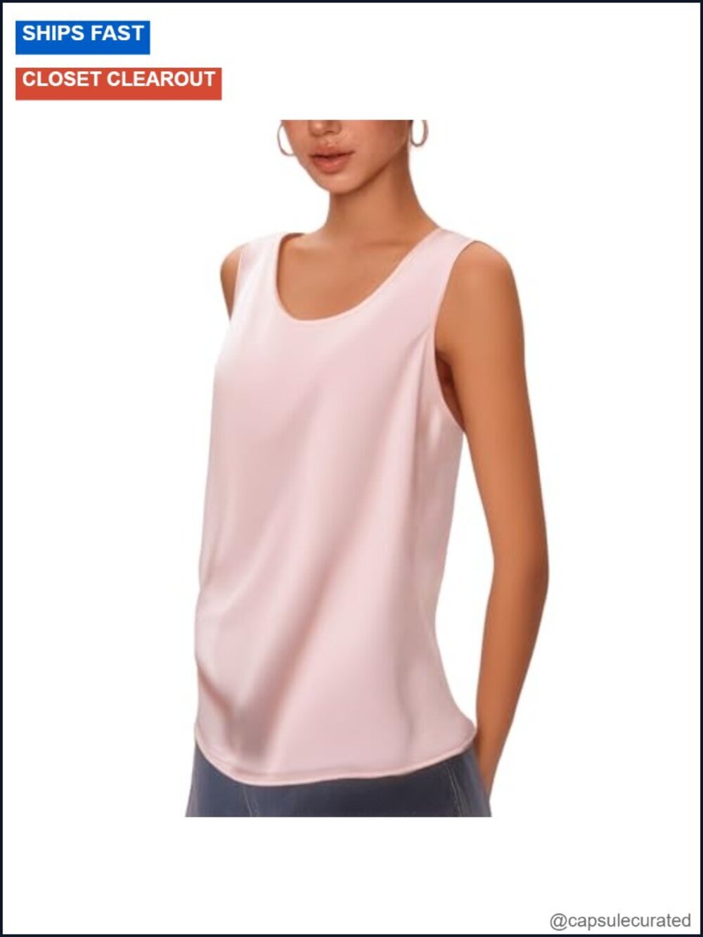 Silky Satin Camisole Top Wide Strap Loose Fit Tank Blouse S-XXXL